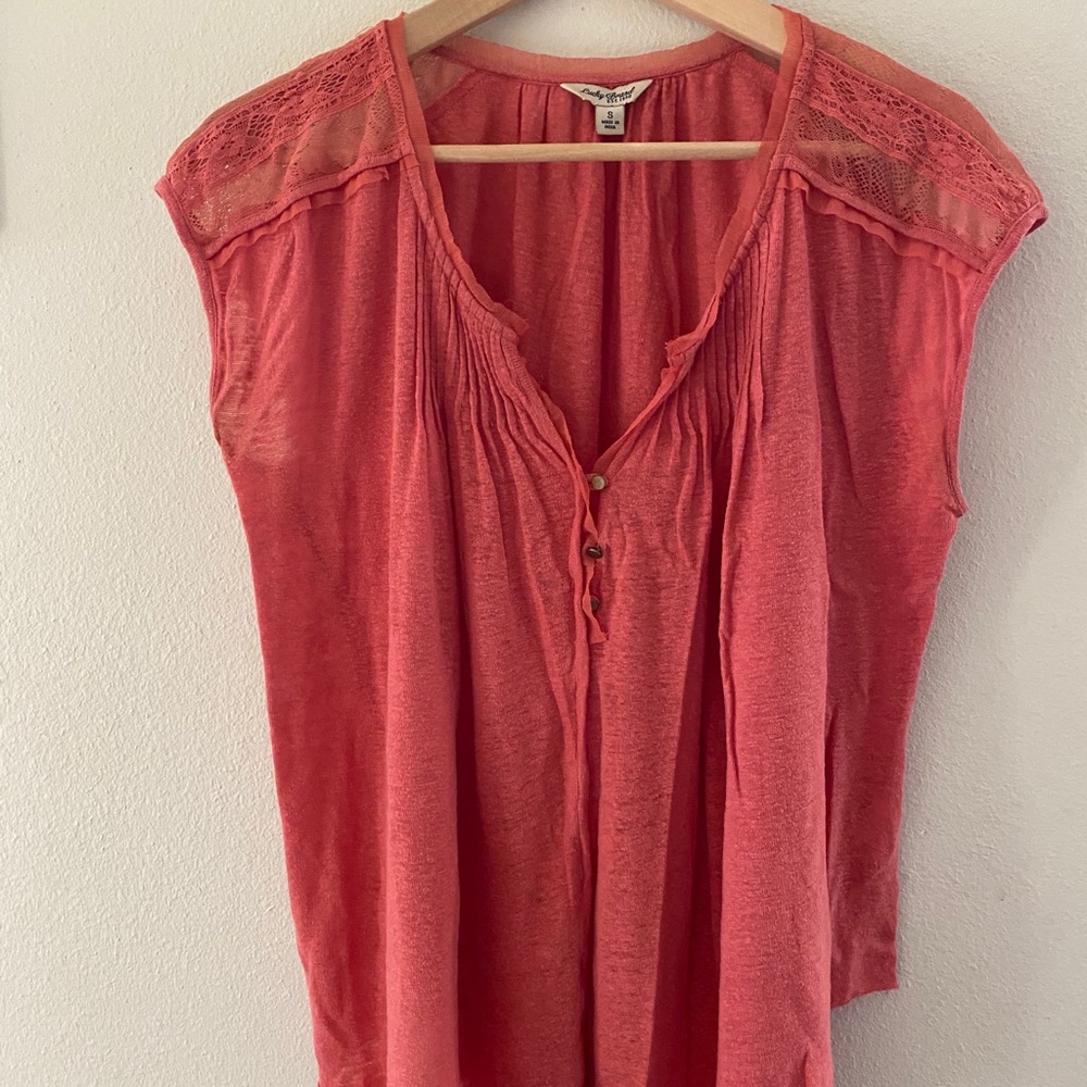 Coral Capped-Sleeve Top